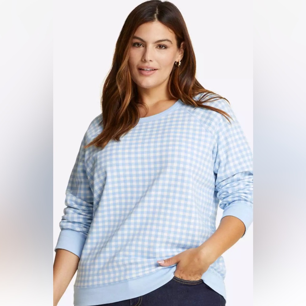 Draper James Blue Gingham Sweatshirt - Picture 2 of 3